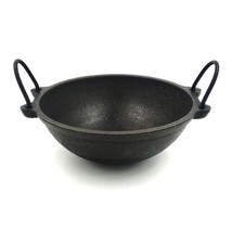 Cooking Cast Iron Black Kadhai -9.25 Inch - £54.52 GBP