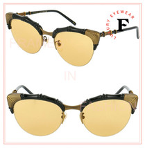 GUCCI 0661 Cat Eye Bamboo Style Black Yellow Sunglasses GG0661S Unisex Authentic - £333.38 GBP