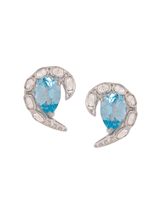 KICKY &amp; PERKY Sterling Silver Blue Topaz and Moissanite Polki Womens Ear... - £84.32 GBP