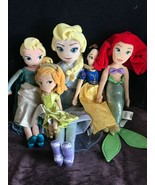 Gently Used Lot of Disney Plush Cinderella SNOW WHITE Ariel Frozen Elsa ... - £15.45 GBP