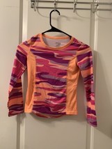 1 Pc Danskin Now Girls Pink &amp; Orange Long Sleeve Shirt w/Thumb Insert Size 6-6X - £18.80 GBP