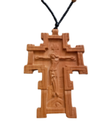 4" Wooden Pectoral Cross Religious Priest Carved Crucifix Christian Pendant 10cm - $38.61