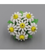 Vintage West Germany Daisy Wired Flower Glass Leaves Figural Brooch Pin - £38.93 GBP