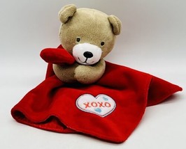 Baby Starters Tan Bear Red XOXO Lovey Security Blanket Rattle 12 inch 2014 - £9.54 GBP