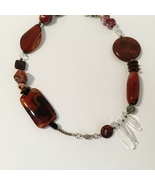 Red Gemstone Necklace Unique Beaded Chunky Jasper Obsidian Crystal Adjus... - £96.51 GBP