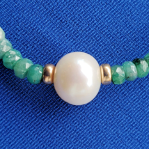 Earth mined Green Emerald South Seas Pearl Necklace 14k Gold Clasp 18" inch - $1,895.25