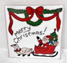 Christine Fitzgerald Mag Mor Studios Merry Christmas Santa Geese Tile Ar... - $29.21