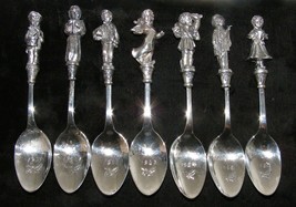 Children Of Christmas Reed &amp; Barton Lot Of 7 Silverplate Spoons - £24.12 GBP