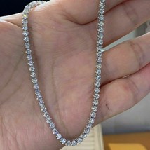 3mm VVS1 Lab-Created Moissanite Dainty 18&quot; Tennis Necklace Solid Sterling Silver - £258.57 GBP