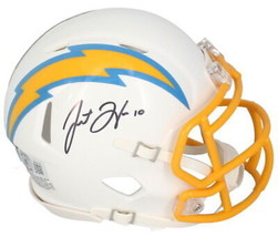 Justin Herbert Autographed Los Angeles Chargers Mini Speed Helmet Beckett - £205.52 GBP