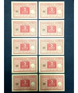 Authentic Germany 10 Two Mark 1920 Bill - Uncirculated - Consecutive Num... - $295.00