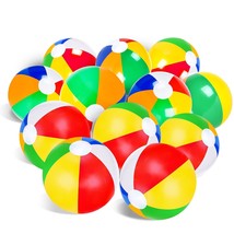 24 Pack Inflatable Beach Balls Classic Rainbow Color Swimming Pool Balls... - $33.99