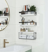 White Floating Shelves with Storage Basket - $38.56