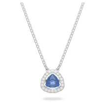 Authentic Swarovski Millenia Triangle Blue Crystal Pendant in Rhodium - $143.55
