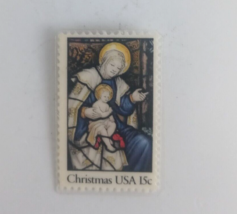 Vintage Mother &amp; Child Christmas USA 15 Cent Postage Stamp Lapel Hat Pin - £7.25 GBP