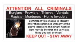 Gun Warning To Criminals Stickers / 6 Pack + FREE Shipping - $5.75
