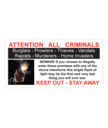 Gun Warning To Criminals Stickers / 6 Pack + FREE Shipping - $5.75