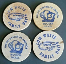Vintage Good Year Wooden Nickel Low Waste Family Day Lot of 4 - £7.96 GBP