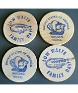 Vintage Good Year Wooden Nickel Low Waste Family Day Lot of 4 - £7.90 GBP