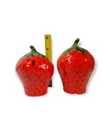 Vintage Ceramic STRAWBERRY Salt &amp; Pepper Shakers Cold Paint 4 In Large C... - €25,06 EUR