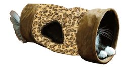 Leopard Print Crinkle Cat Tunnel Collapsible Cat Toys Hide in Seek Tube Toys for - £7.97 GBP