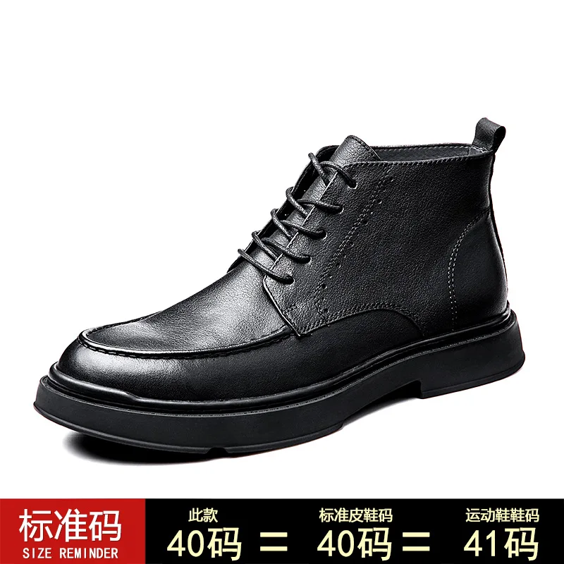 Men Boots British Retro Leather Combat Boots Autumn Winter Ankle Boots boy Boots - $271.05