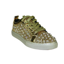 Mens Fancy Shoes By FIESSO AURELIO GARCIA, Spikes Rhine stones 2413 Gold image 2