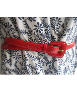 Pink Red Genuine Snakeskin Belt and Buckle Womens Size Large Vintage Tai... - £18.60 GBP