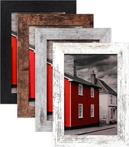 4x6 Picture Frame Set of 4 Wood Farmhouse Frames Display Pictures 3x4.5 with or  - £19.99 GBP