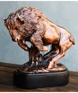 Ebros Western Large Angry Charging Bison Statue in Bronze Electroplated ... - $3,985.11 MXN