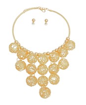 Fashion Chunky Twisted Rigid Collar Wire Ball Drop Gold Plated Necklace ... - $58.80