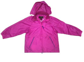 Eddie Bauer Women&#39;s Hooded Wind Jacket Pink Small Nylon Fuchsia Windbreaker 820A - £15.24 GBP