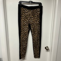 Chicos Womens Black Leopard Animal Print Pull On Legging Pants Size 1/Medium/8  - £21.43 GBP