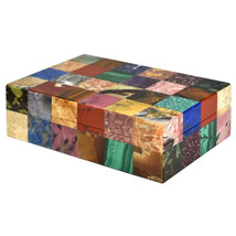 6&quot;x4&quot;x2&quot; Elegant Top Multi Gemstone Jewelry Box, Mosaic Inlay Personalized Gifts - £249.53 GBP