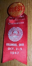 1947 WWII VETERANS CONVENTION BADGE COLUMBUS OH RIBBON - $24.74