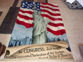 Vintage National Heirloom Wall Hanging Rug Statue of Liberty 56&quot;×36&quot; Rare!! - £156.36 GBP