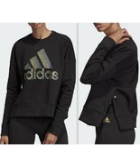 Womens adidas ID Glam Crew Neck Sweatshirt Long Sleeve Top, Black Size M - $531.68 MXN