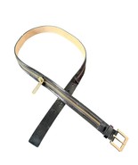 Michael Kors Black Leather Belt Women Size L Gold Zipper Detail Adjustab... - $11.88