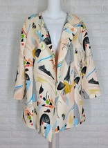 ISLE Dallas Jacket Blazer Open Front Beige Mod Abstract Print NWT Large - $69.30