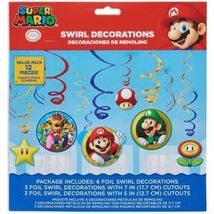 Super Mario - Swirl Paper Decorations (12ct) - £5.58 GBP