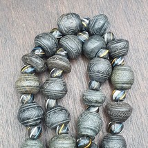 Lot 20 Antique Carving Decorated Stone Beads Strand From Swat Valley 14-... - £92.70 GBP