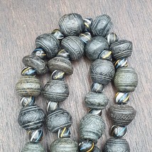 Lot 20 Antique Carving Decorated Stone Beads Strand From Swat Valley 14-... - £91.72 GBP