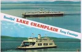 Postcard MV Valcour &amp; MV Adirondack Lake Champlain Port Kent NY Burlington VT - £2.32 GBP