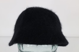 Vtg 90s Streetwear Blank Shaggy Rabbit Fur Wool Blend Bucket Hat Cap Black OSFA - £39.40 GBP