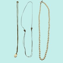 Costume Jewelry Vintage 3 Necklaces Marvella Pearls, Rose Pendant, and Adjustabl - £26.85 GBP