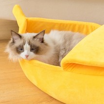 Funny Banana Cat Bed House Cute Cozy Cat Mat Beds Warm Durable Portable ... - £25.76 GBP+