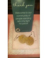 Petite Palm Wood Round Leaf Cut Out Dangle Earrings New Unused Haiti - £9.37 GBP