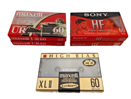 5 Audio Cassettes / 2 Maxell UR 60 Normal Bia | 1 Maxell Hi Bias | 2 Sony HF 60 - £7.84 GBP