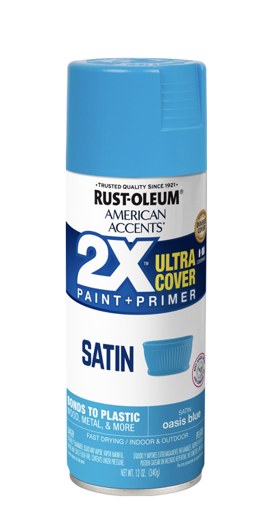 Rust-Oleum American Accents Ultra Cover 2X Satin Spray Paint, Oasis Blue... - $11.95