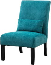 Blue Pisano Fabric Armless Contemporary Accent Chair With Kidney Pillow From - £85.40 GBP
